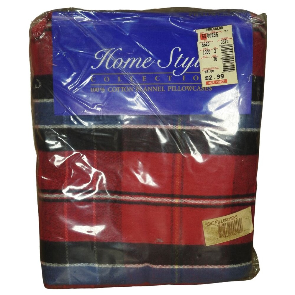 Vintage 1990s Home Style Collection Cotton Flannel Pillowcases Made in Portugal